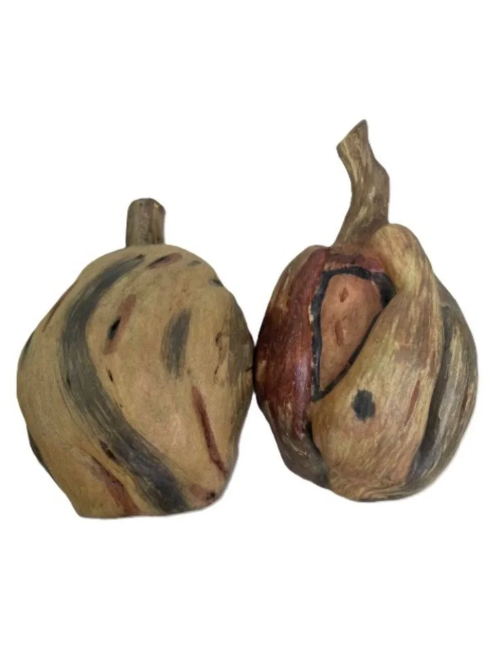 Autumn Gourd Pumpkin or Seed Pod Nature Decoration Faux Wood 5 Pc